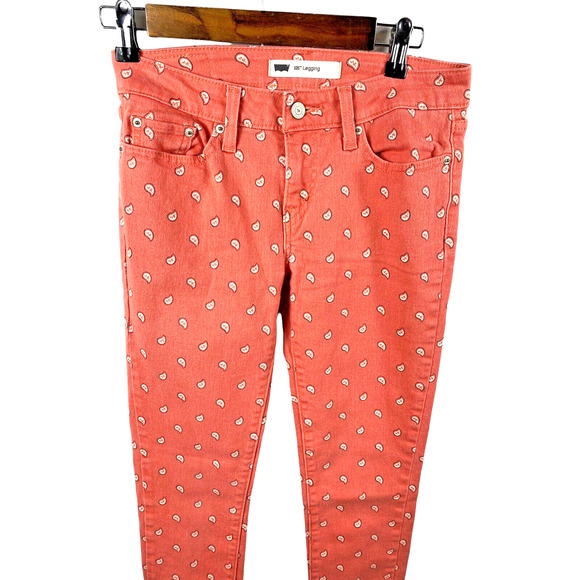 Levis 535 BANDANA PRINT Pants Jegging Jeans Size 28 Beachy Boho Preppy Retro - Picture 2 of 10